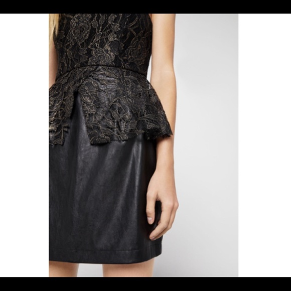 BCBGENERATION Foiled Floral Lace Peplum Dress - Picture 3 of 4